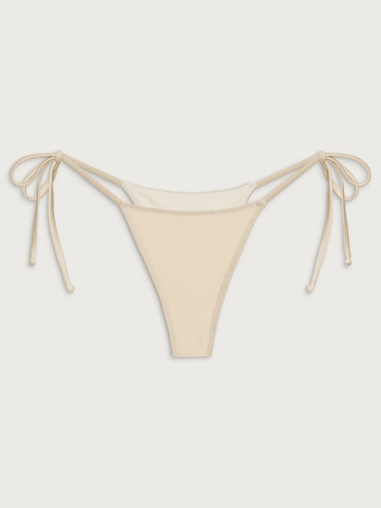 New! Frankie's Bikinis Women's Cream String Tie Bikini Bottom Xs 39264